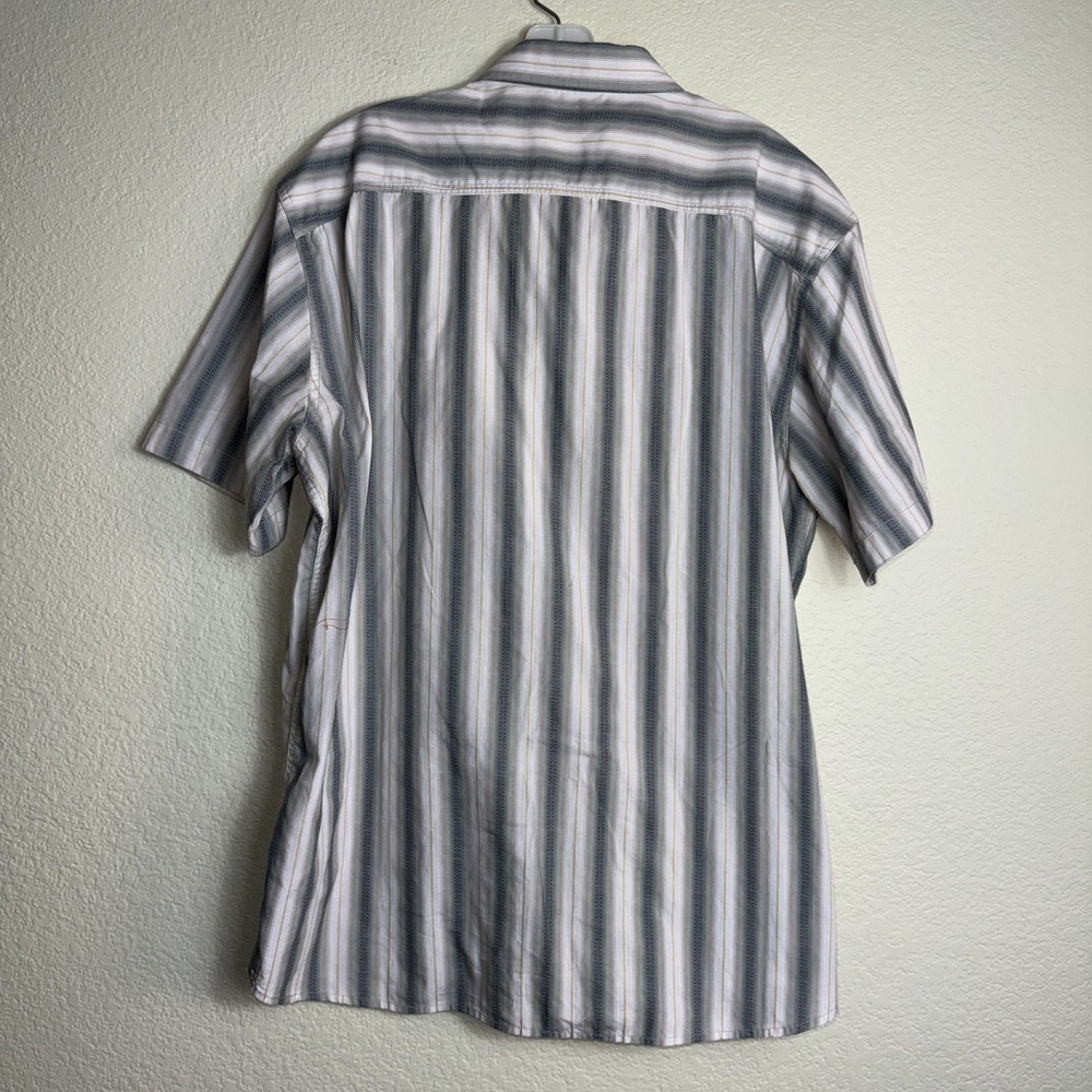 KUHL Men XL Gray Striped Short Sleeve Button Up Shirt Cotton Blend Outdoor - Picture 2 of 7